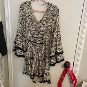 FP Floral Black and Cream Dress